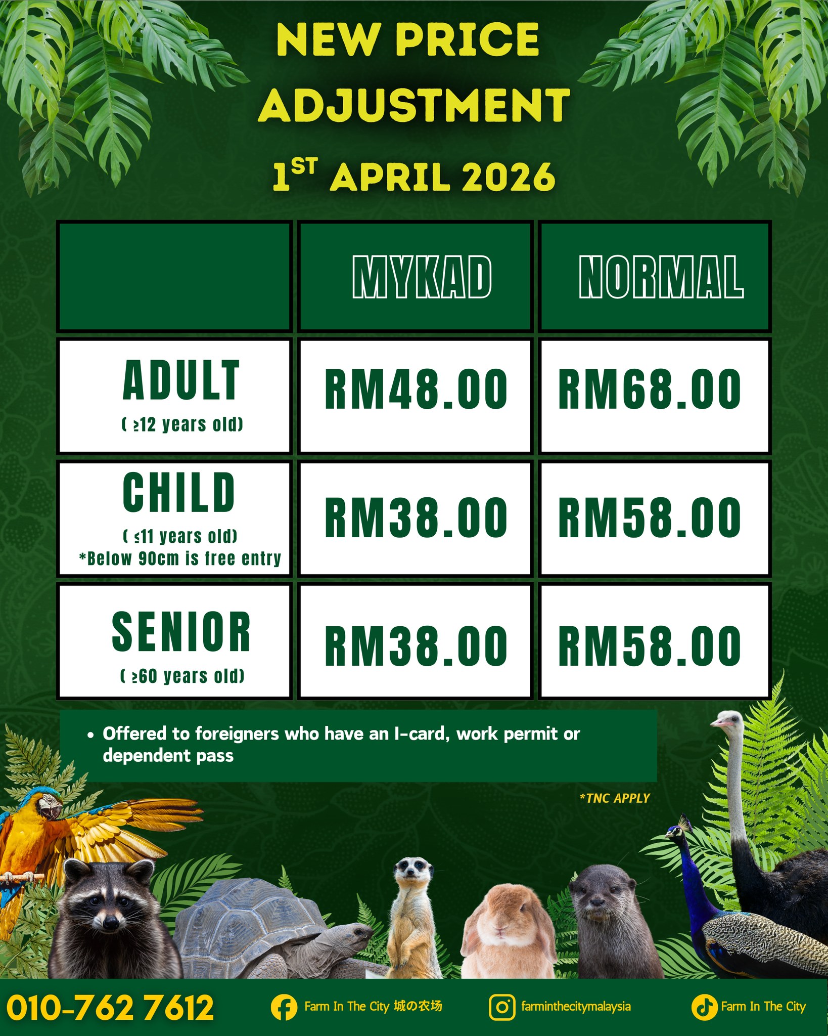 NEW OFFICIAL TICKET PRICE (1st APRIL 2026)